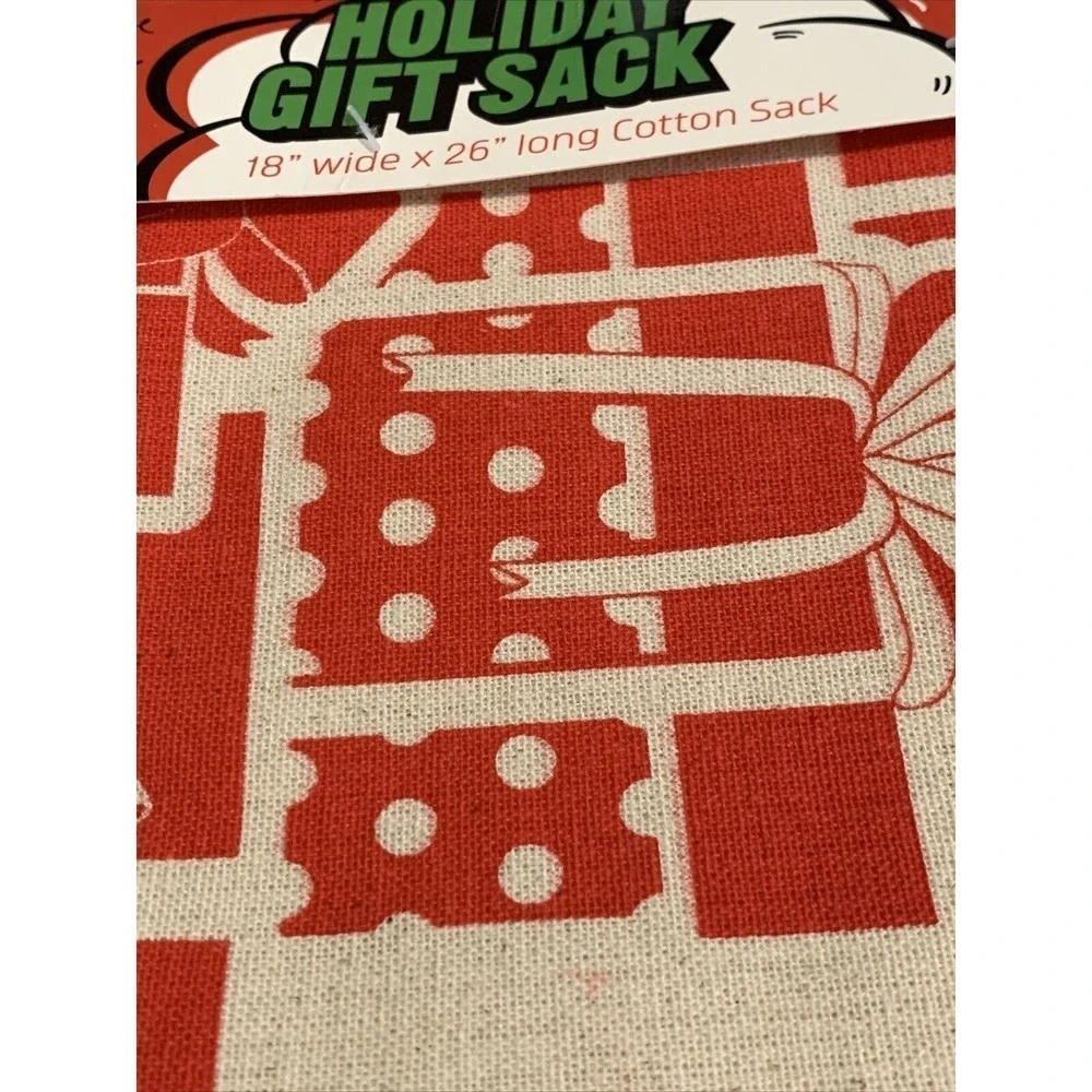 Geeknet Holiday Gift Sack Unisex 18x26 Cream Red NEW Christmas Cotton Drawstring